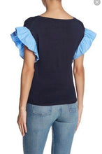 Load image into Gallery viewer, Navy and Blue Ruffle Top
