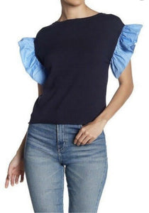 Navy and Blue Ruffle Top